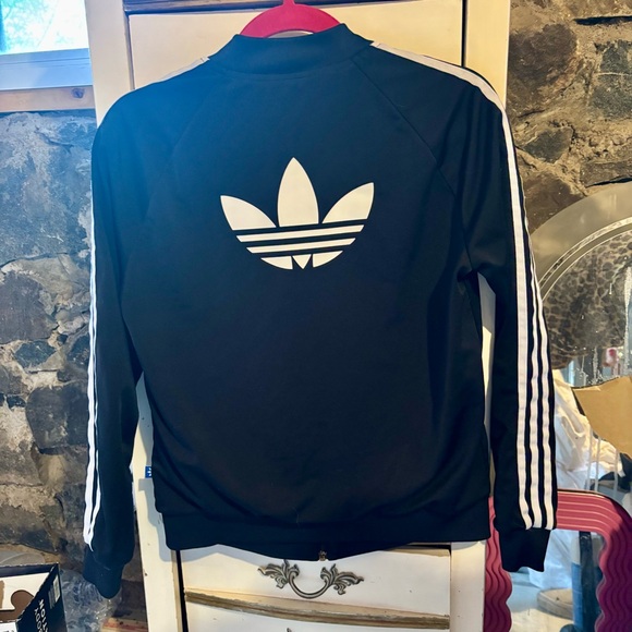 adidas Jackets & Blazers - Adidas Black Track Jacket with White Stripes